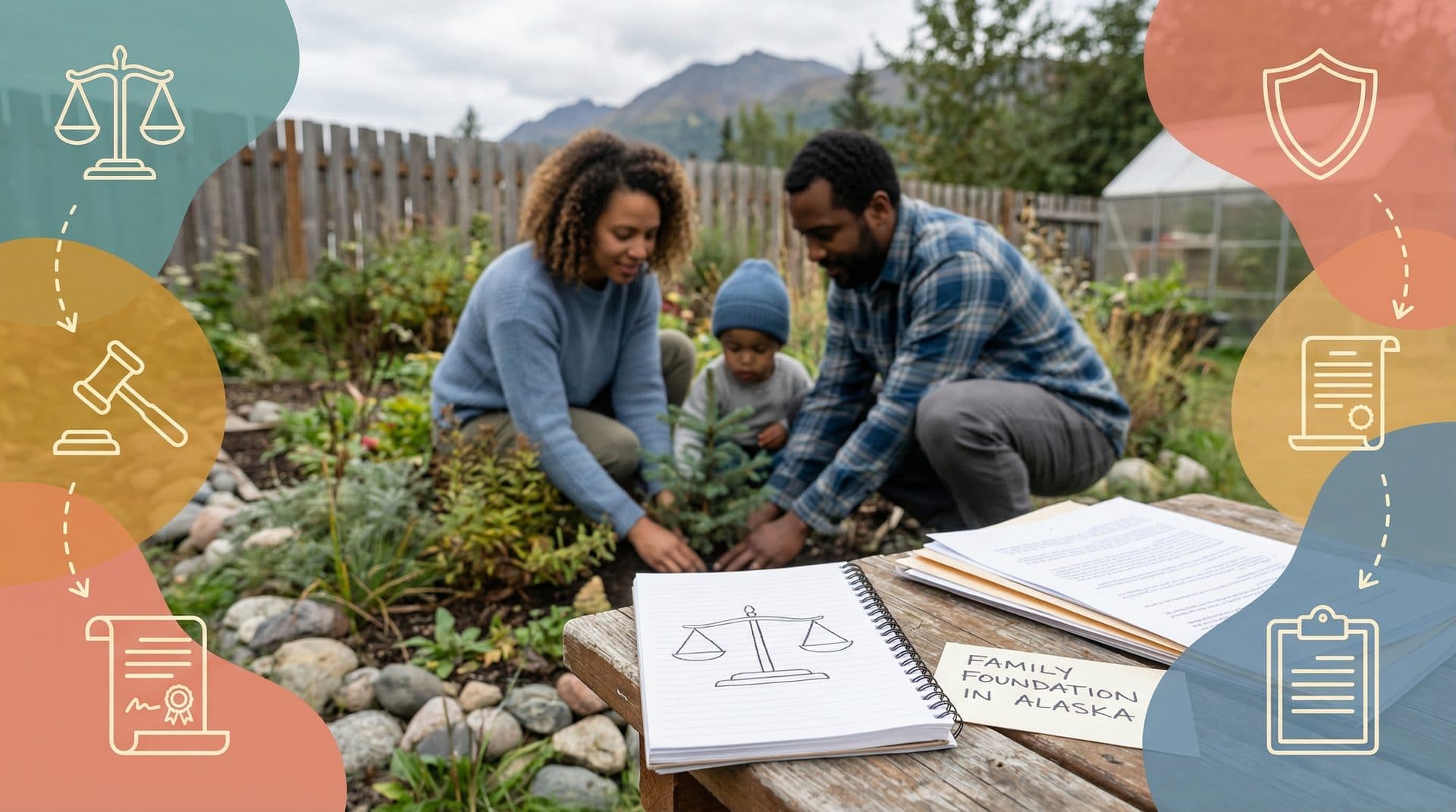 Family gardening at their property in Alaska
