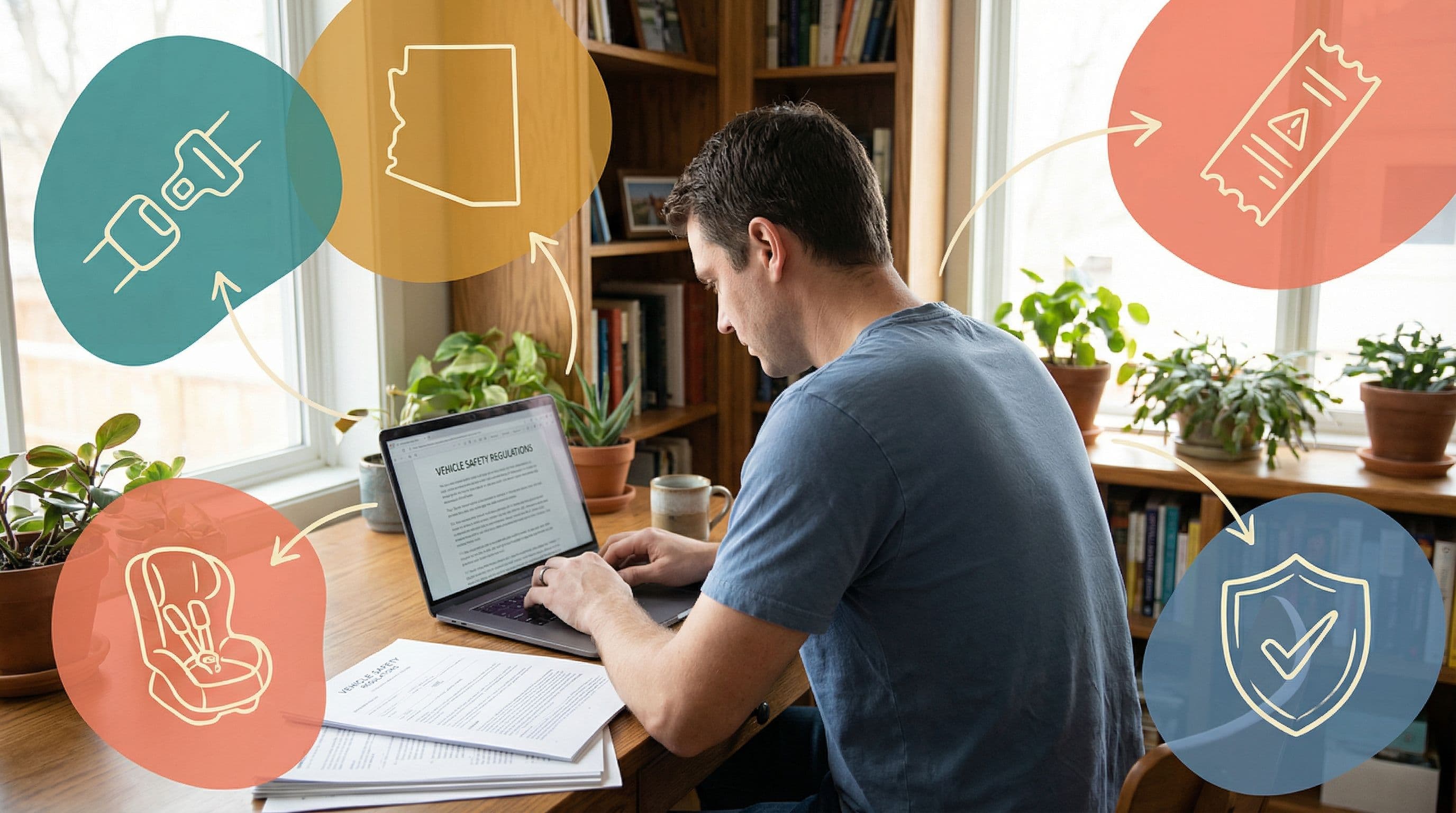 Man looking at Arizona state seatbelt laws