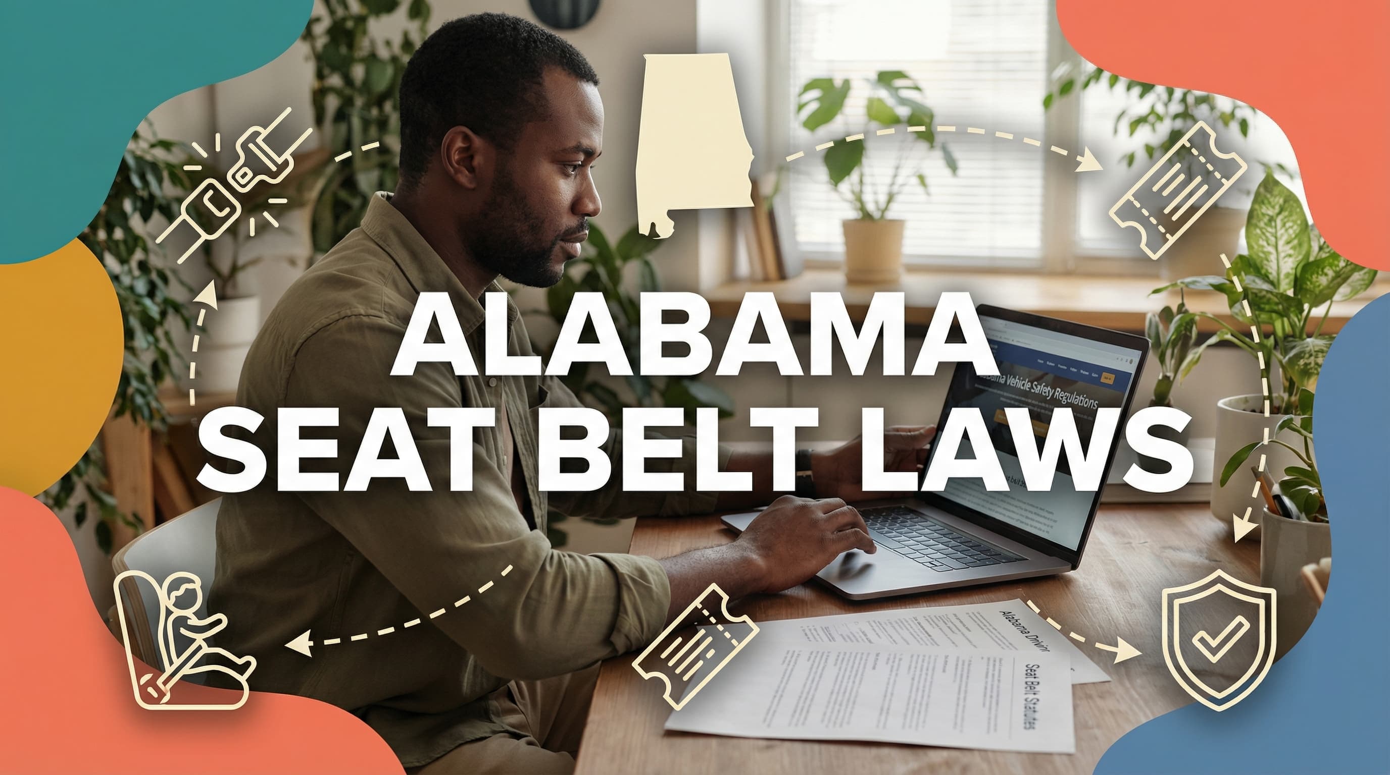 Man reviewing Alabama state seat belt laws