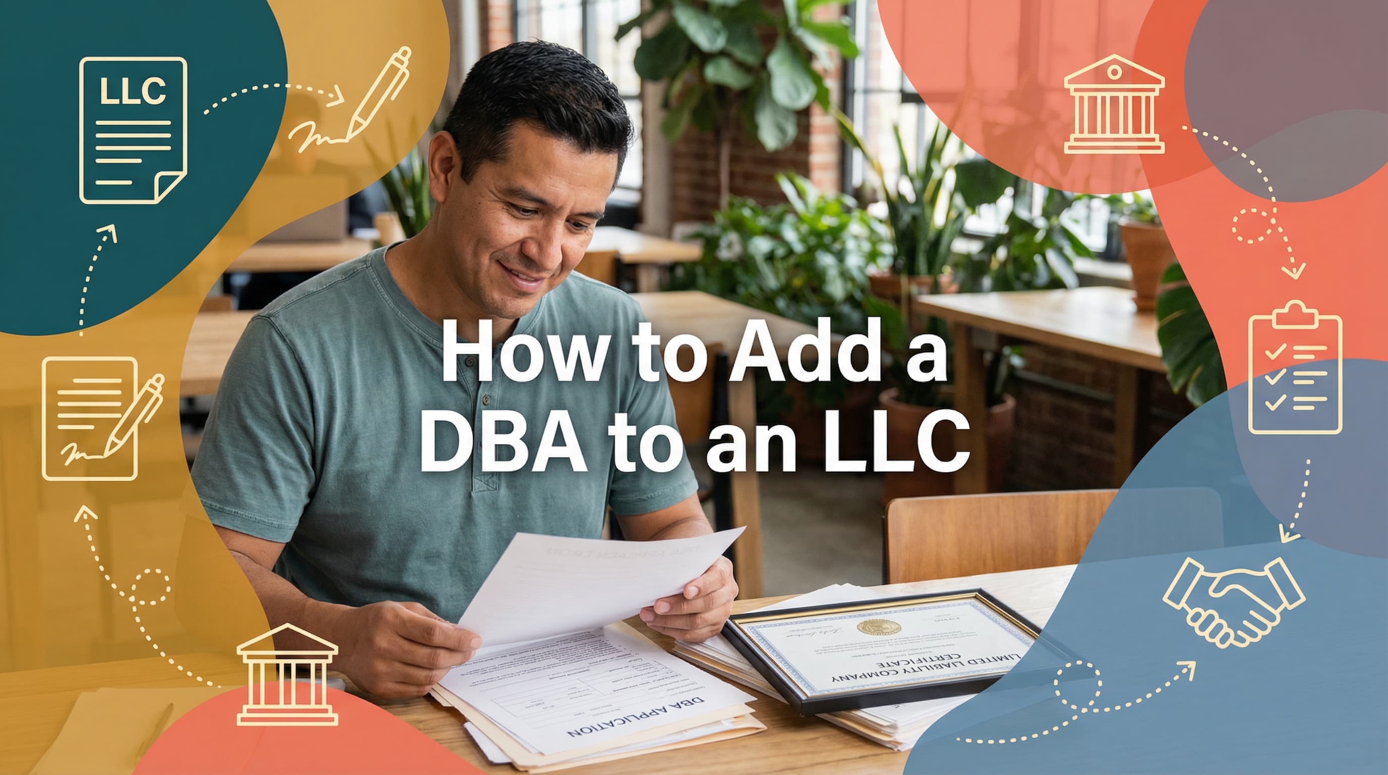 Man reviewing papers about dba name for llc