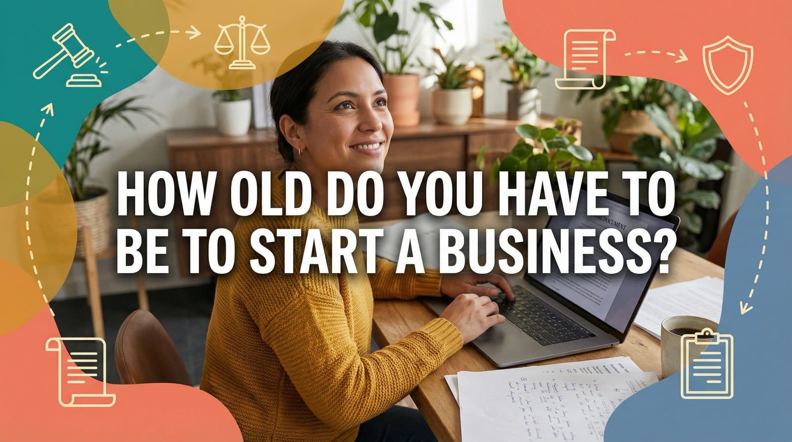 A woman researching the minimum legal age to start a business entity