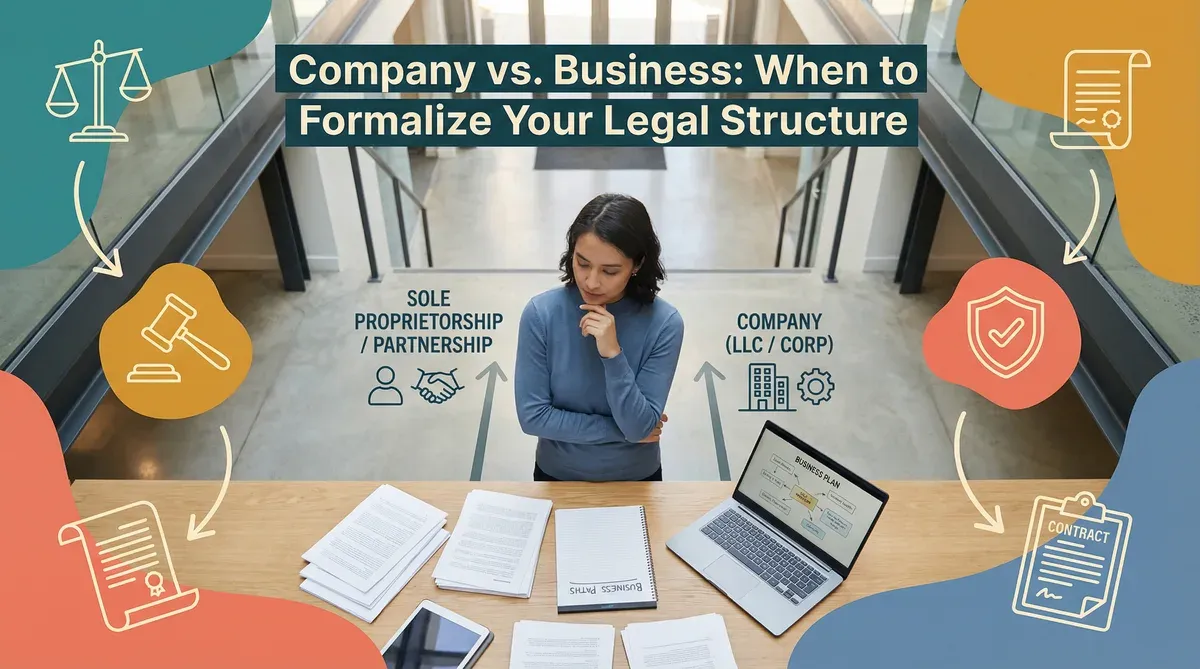 Woman deciding between running a business only or forming a company structure