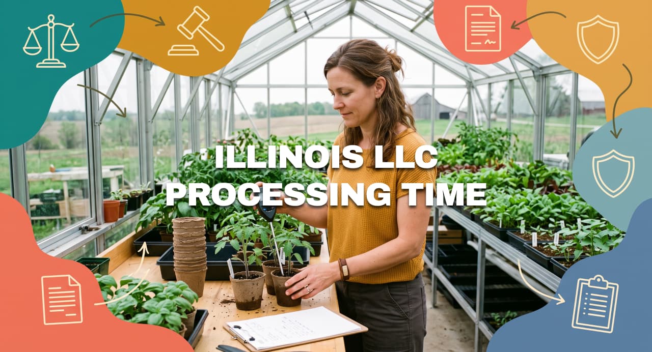 Illinois greenhouse owner tending seedlings while waiting for LLC processing.
