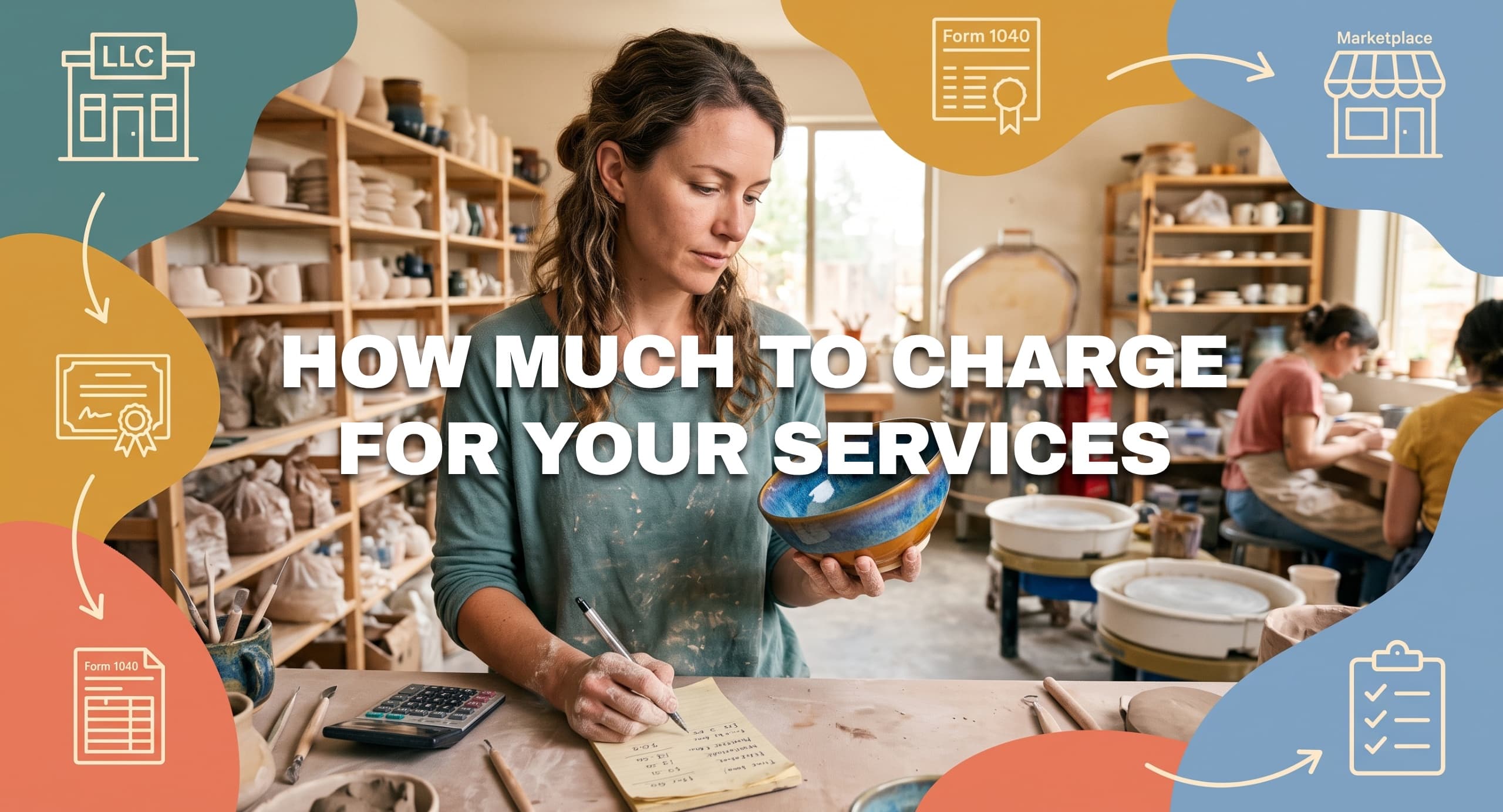 Ceramicist calculating material and production costs while pricing her professional services