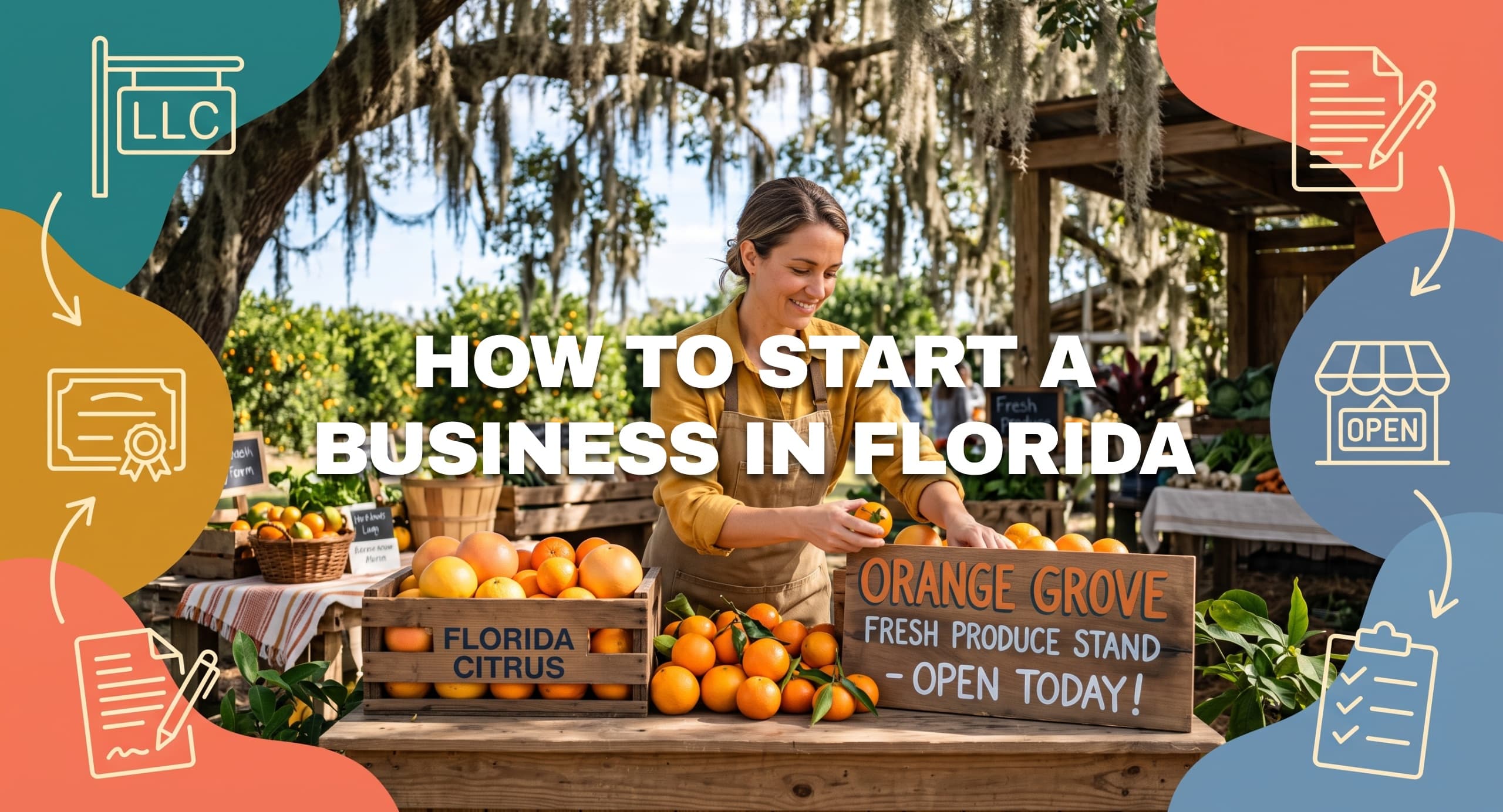 Florida entrepreneur opening a citrus produce stand while starting a small business.