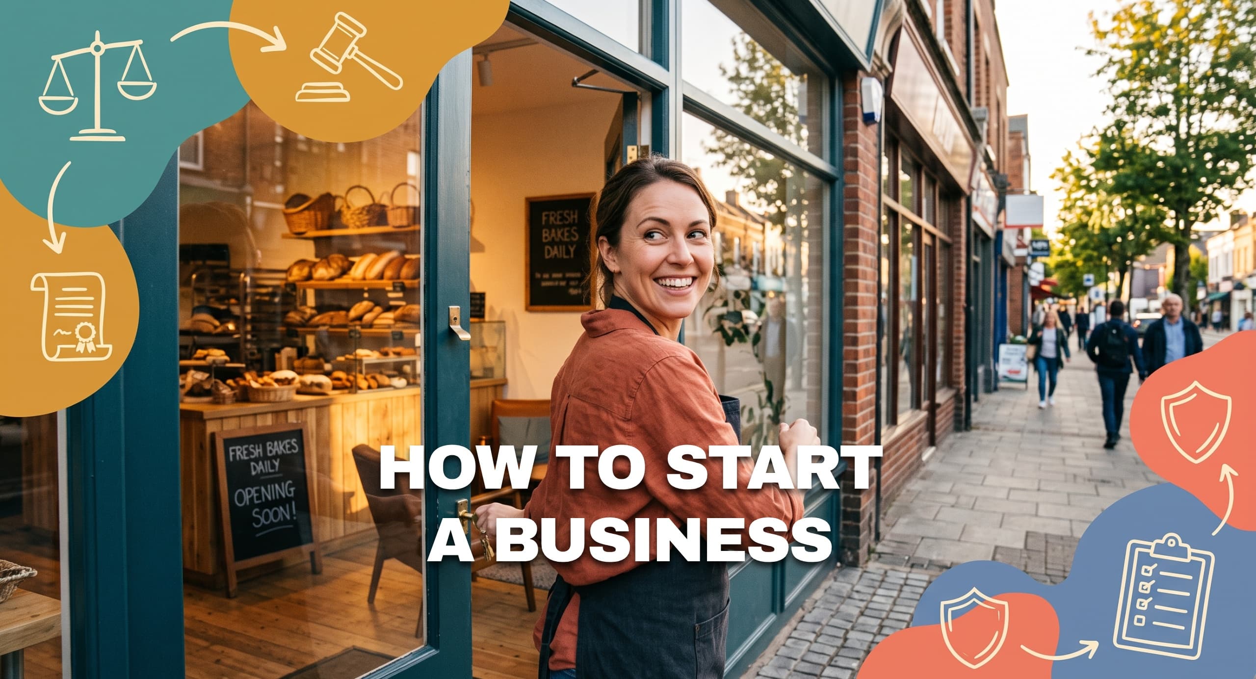A bakery owner opening her storefront while launching a new small business