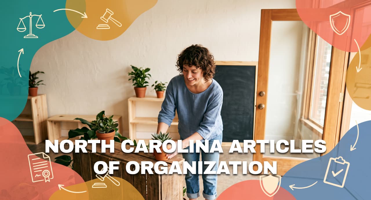 A North Carolina shop owner arranging a new storefront, illustrating LLC Articles of Organization.