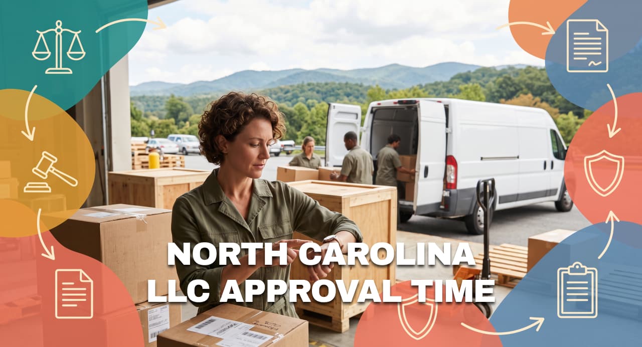 A North Carolina logistics owner checking her watch during a launch, illustrating LLC approval time.