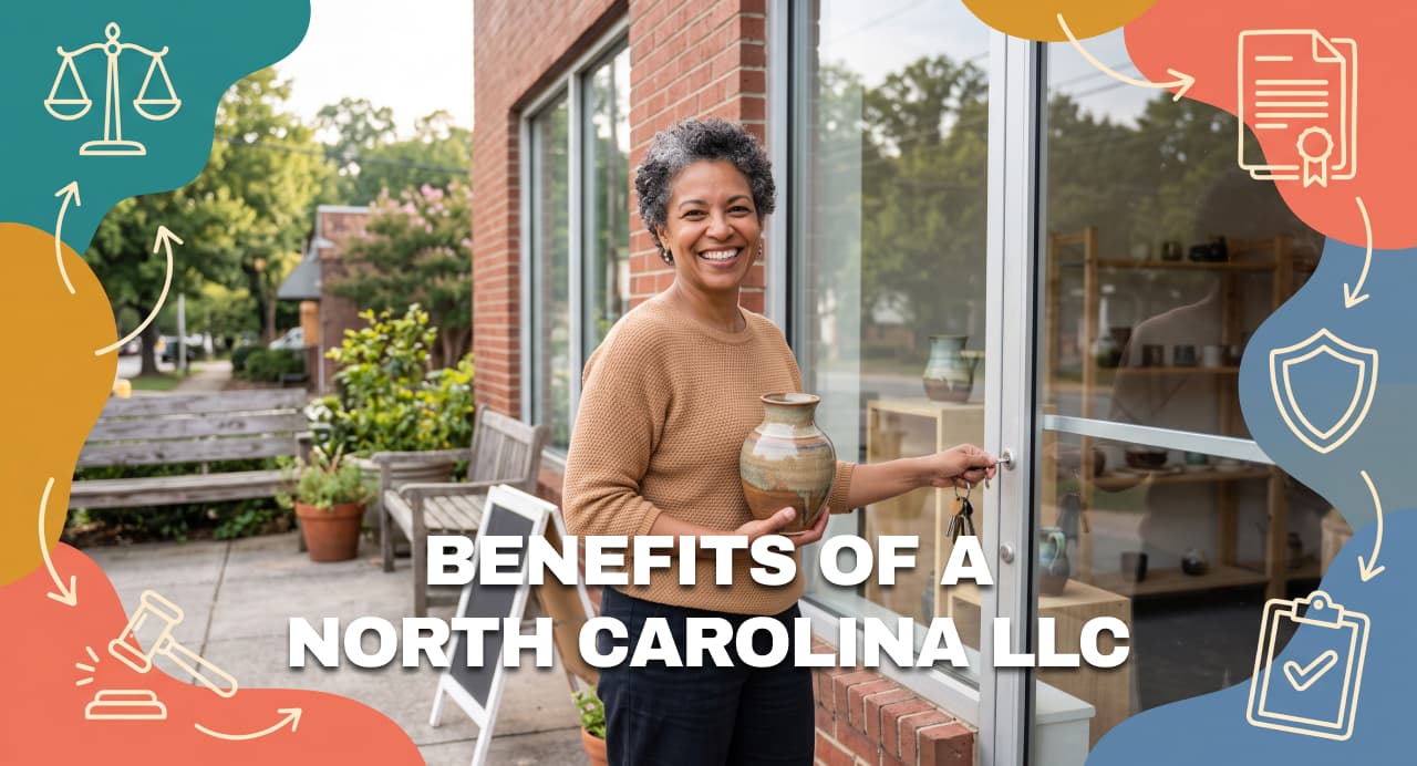 A North Carolina ceramic artist opening her studio, illustrating the benefits of forming an LLC.