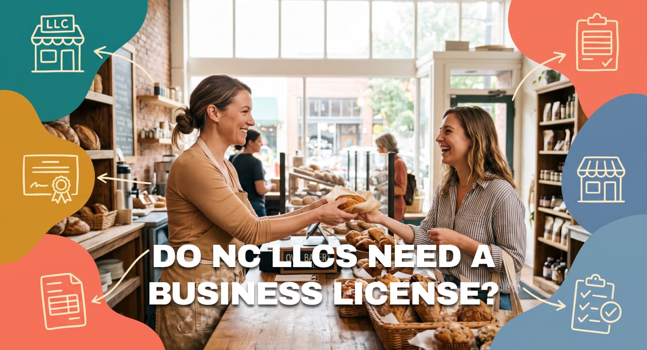A North Carolina bakery owner serving a customer, illustrating business license requirements for an LLC.